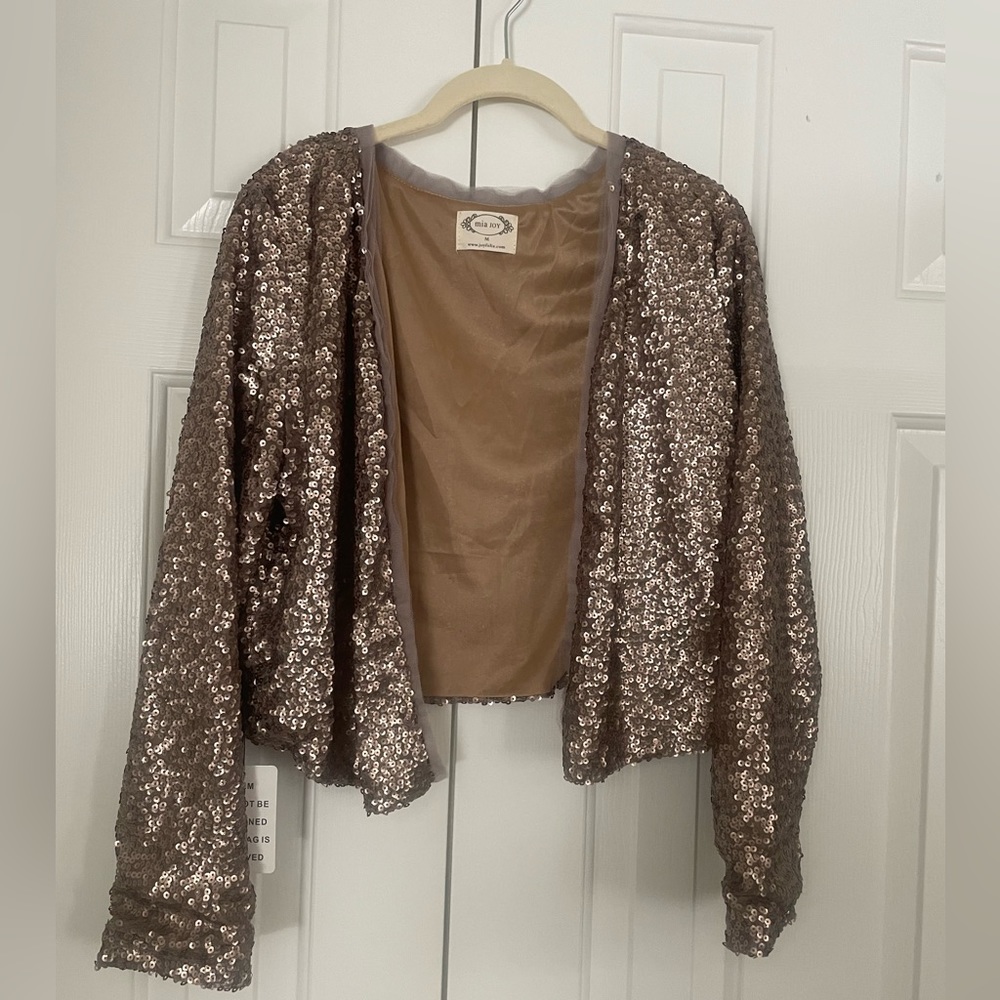 Joyfolie gold sequin blazer, medium NWT